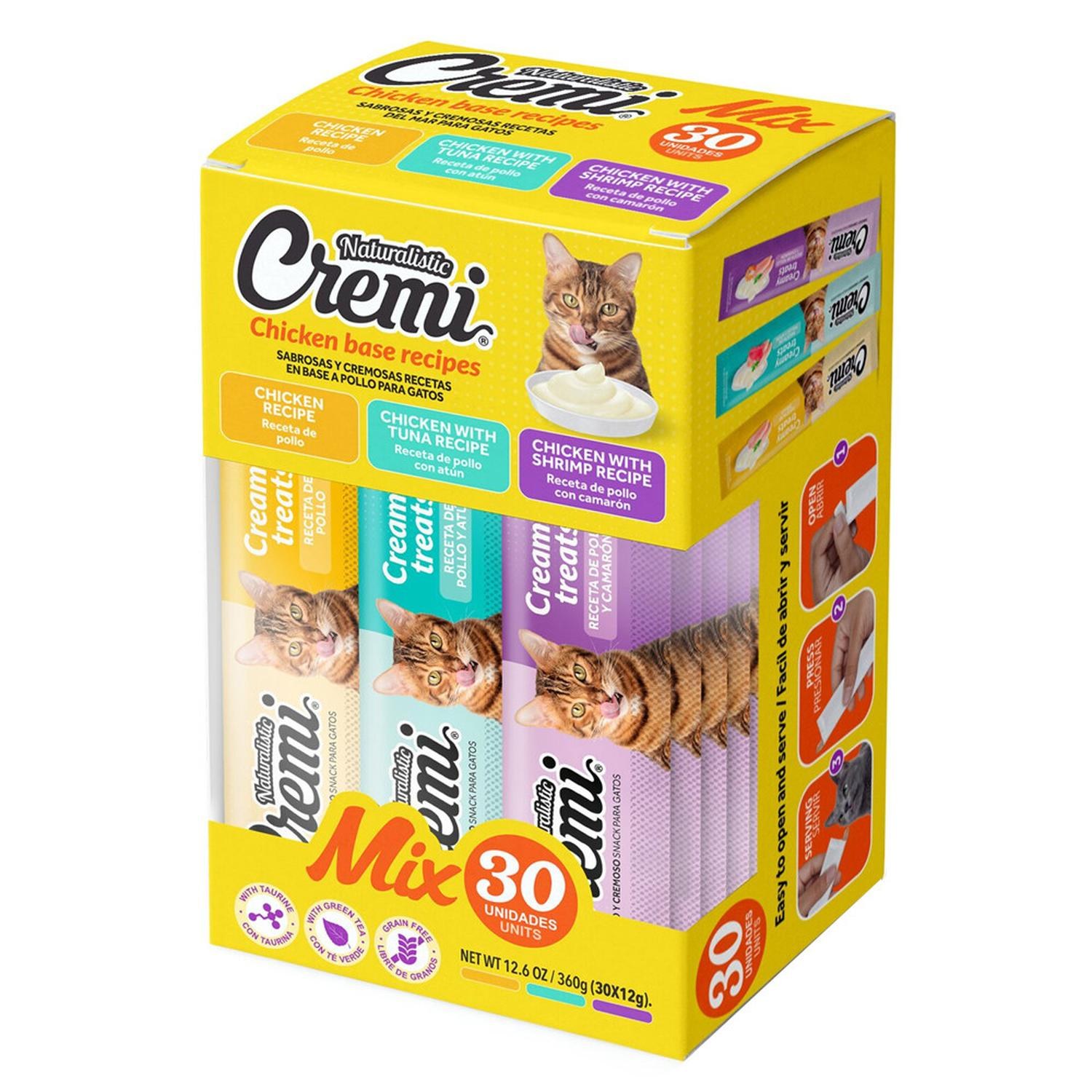 Snack Para Gato Cremi Box Mix De Pollo Pack 30 Tubos Variado